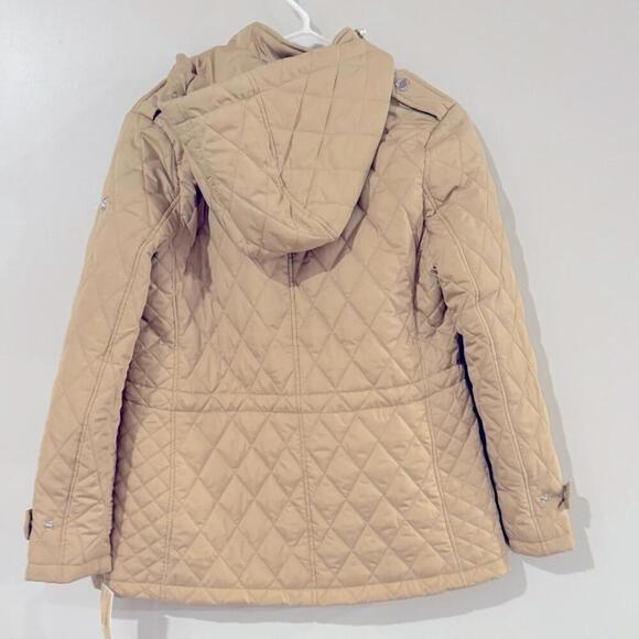 MICHAEL KORS Women Petite Quilted Hooded Anorak Coat Belted Jacket camel… - Picture 7 of 7